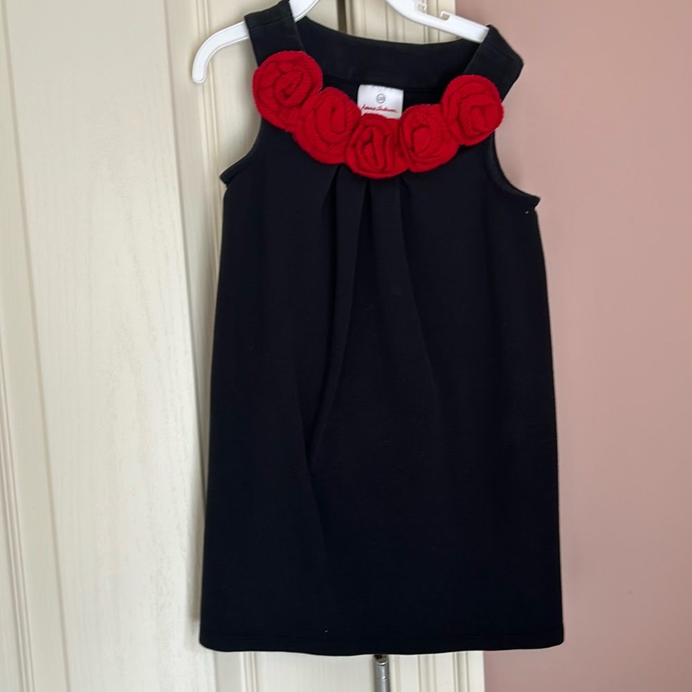 Hanna Andersson size 110 knot with red yarn roses 🌹 dress